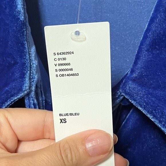 Urban Outfitters Uo Nellie Ruched Velvet Shirt Dress in Blue XS NWT - Picture 5 of 13